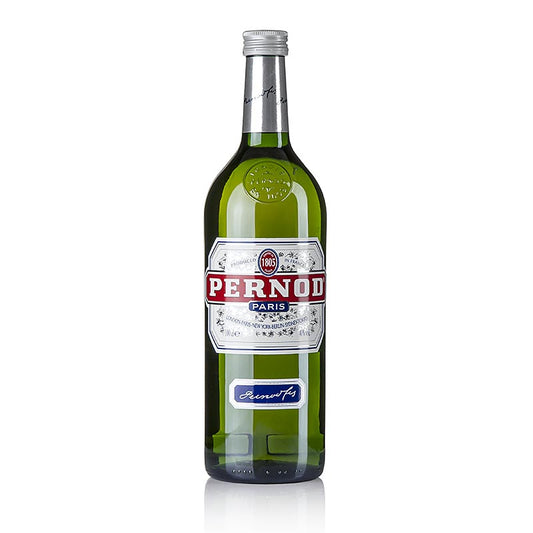 Pernod, anijslikeur van 40% vol, 1 liter fles - bekend om zijn verfrissende smaak en aroma van anijszaad, ideaal voor cocktails en mixdrankjes