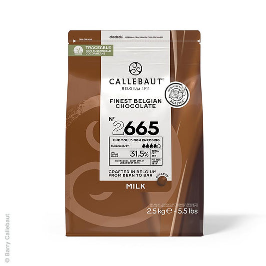 Volle melk, dunne vloei, callets, 33% cacao, 2,5 kg