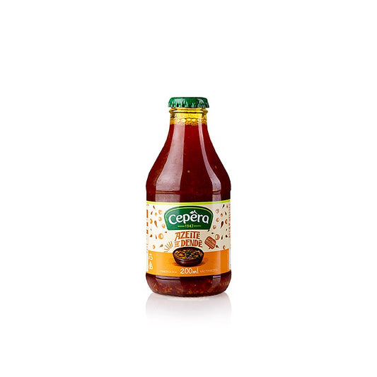 Palmolie, Azeite de Dendê, 200 ml - Een fles met 200 ml van de populaire en smaakvolle palmolie, ook bekend als Azeite de Dendê, voor gebruik in diverse heerlijke gerechten