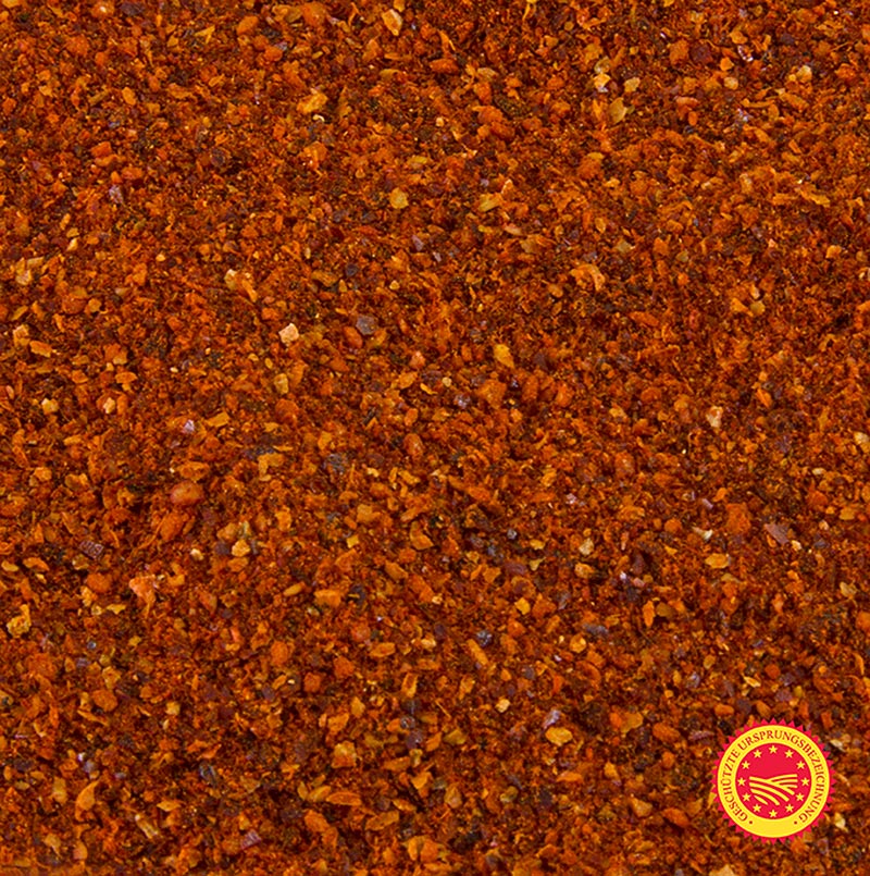 Piment d'Espelette, de Franse 'peper', chilipoeder, BOB, 250 g - illustratie van het product verpakt in een 250 g verpakking