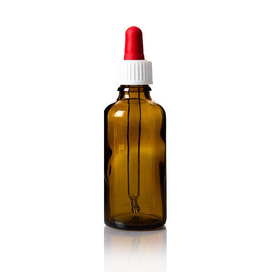 Pipetfles van bruin glas, voorzien van een pipet, inhoud 50ml, 1 stuk