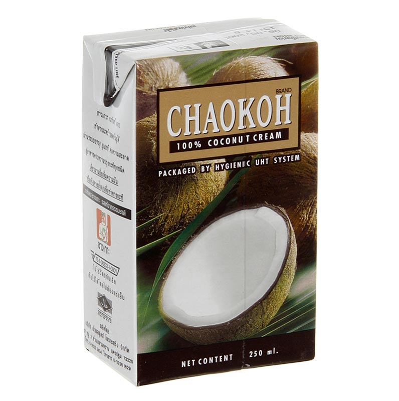 Kokosmelk van het merk Chaokoh, in een fles van 250 ml