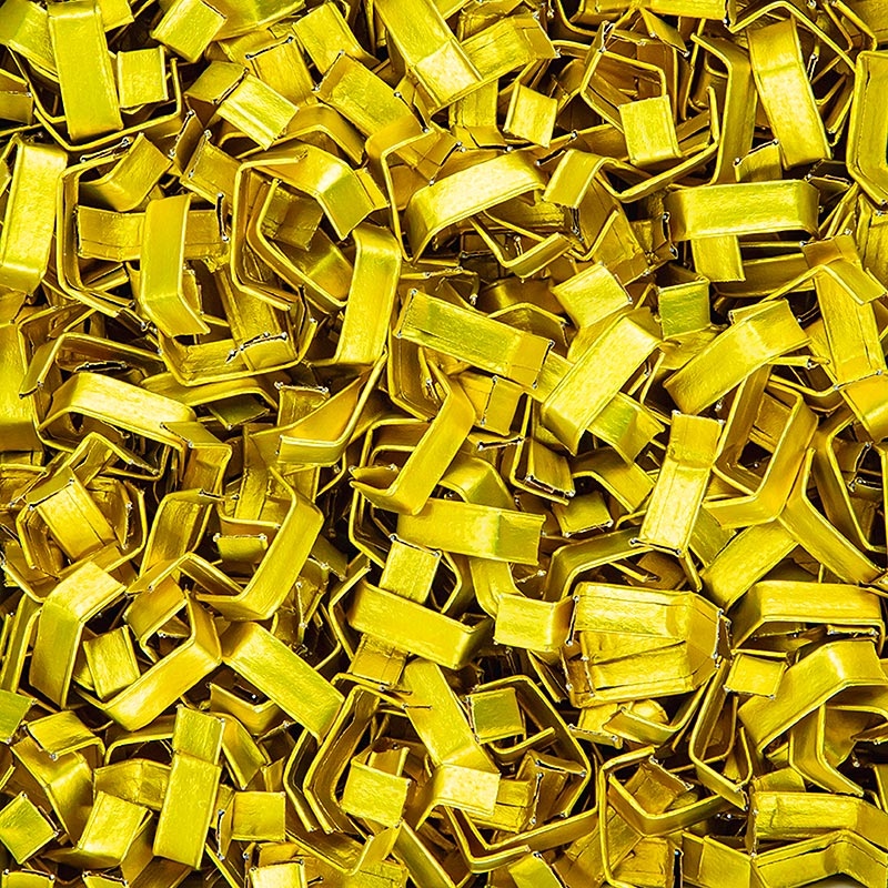 Clippfix-sluiting, goud, voor polypropyleen bodemzakken/cellofaanzakken, 1.000 stuks