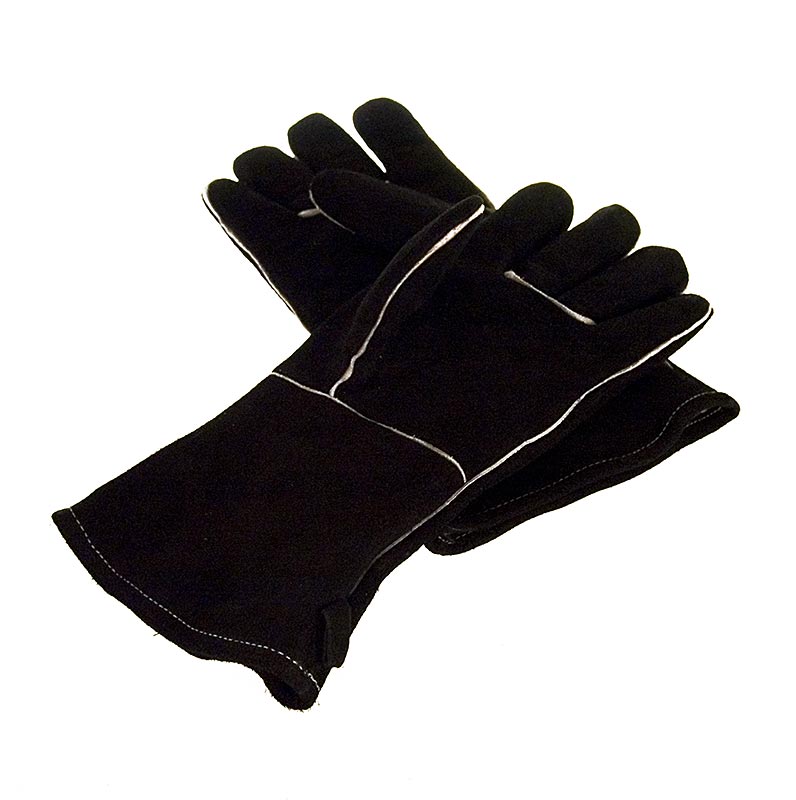 Zwarte leren BBQ-handschoenen in maat L, set van 2 stuks, voor Outdoorchef accessoires