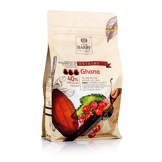 1 kg zak met melkchocolade Callets van 40% cacao, van het merk Origine Ghana