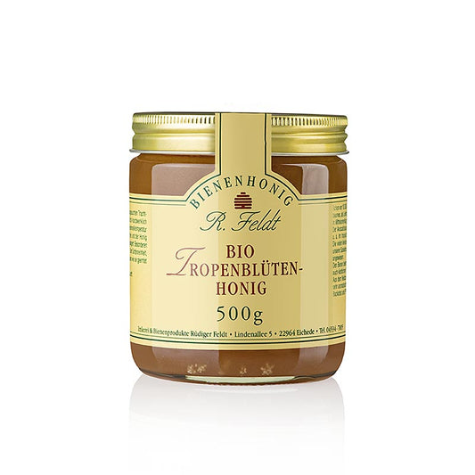 Feldt tropische bloemenhoning, Cuba, goudkleurig, vloeibaar, bloemig, biologisch, 500 g