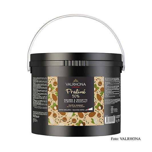 Praliné massa knapperig, 25% hazelnoot, 25% amandel, intense nootachtige smaak, 5 kg