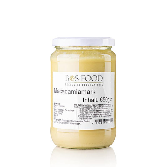 BOS FOOD Macadamia-pulp, 100% pulp zonder toevoegingen, 650 g
