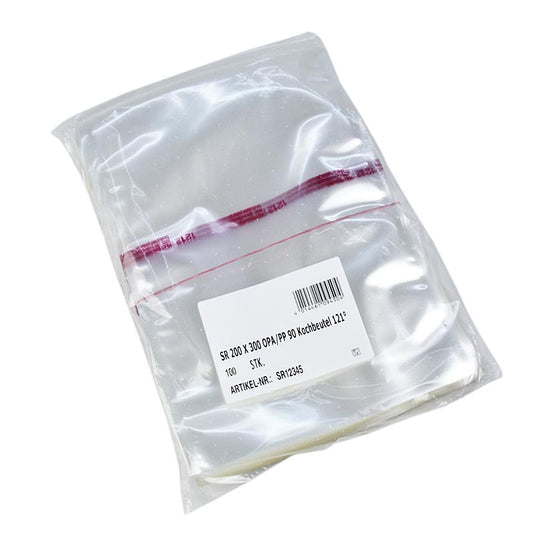 Vacuümzakjes, kookbestendig tot 120 °C, 200 x 300 mm, glad, voor sous-vide, 100 stuks
