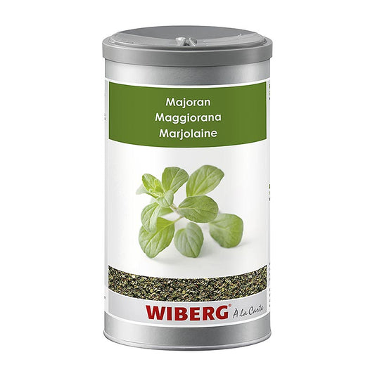 95 gram gedroogde Wiberg marjolein in een verpakking, ideaal voor koken en bakken