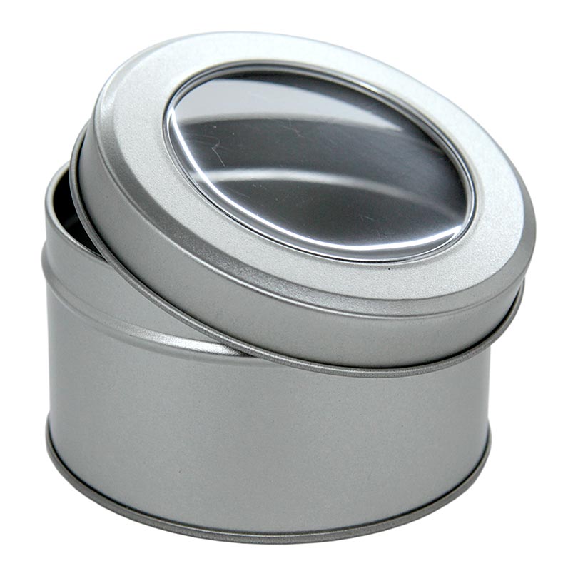Metalen blik met venster, ø 86 mm, 40 mm hoog, 1 stuk