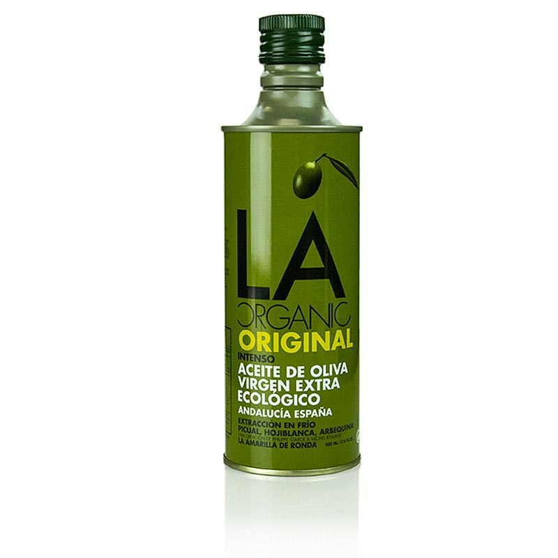 Extra olijfolie van eerste persing, La Ronda Intenso Eco (blik van Philippe Starck), BIO, 500 ml - biologische, intense olijfolie in een opvallend blikontwerp van Philippe Starck, verkrijgbaar in een 500 ml formaat