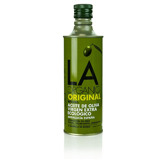 Extra olijfolie van eerste persing, La Ronda Intenso Eco (blik van Philippe Starck), BIO, 500 ml - biologische, intense olijfolie in een opvallend blikontwerp van Philippe Starck, verkrijgbaar in een 500 ml formaat