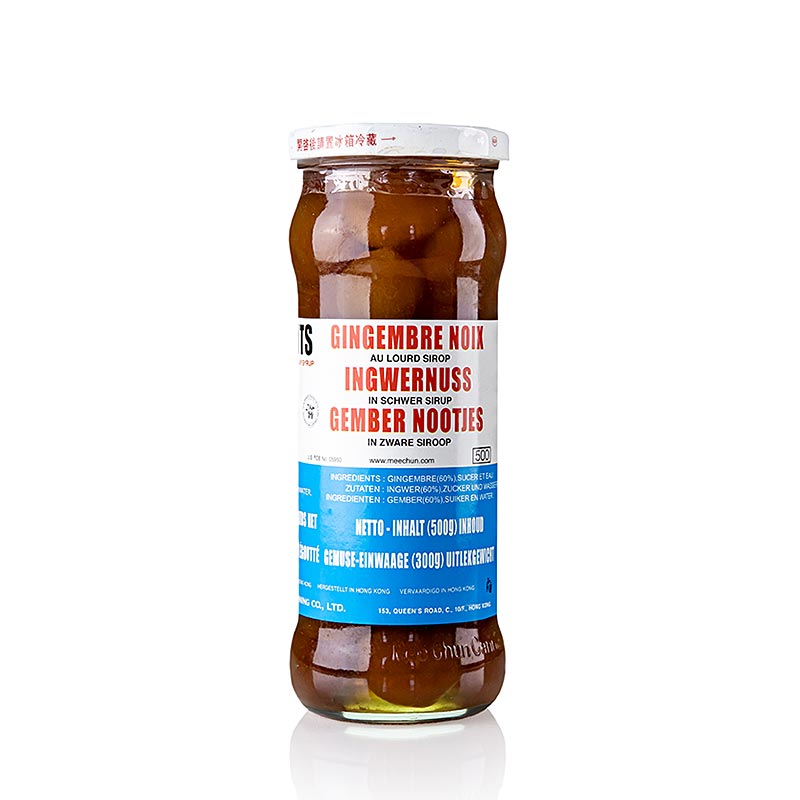 Gembernoten, gekonfijt in siroop van Mee Chun, 500 g, perfecte toevoeging aan desserts en gebak