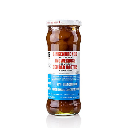 Gembernoten, gekonfijt in siroop van Mee Chun, 500 g, perfecte toevoeging aan desserts en gebak