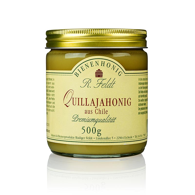 500 g quillaja honing, chili, donkergeel, romig, aromatisch en nootachtig van smaak