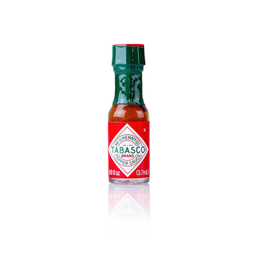 Tabasco, rood, pikant, miniflesjes, McIlhenny, 185 ml, 50 x 3,7ml - pittige saus in kleine flesjes van 3,7 ml, verpakt in een doos van 50 stuks