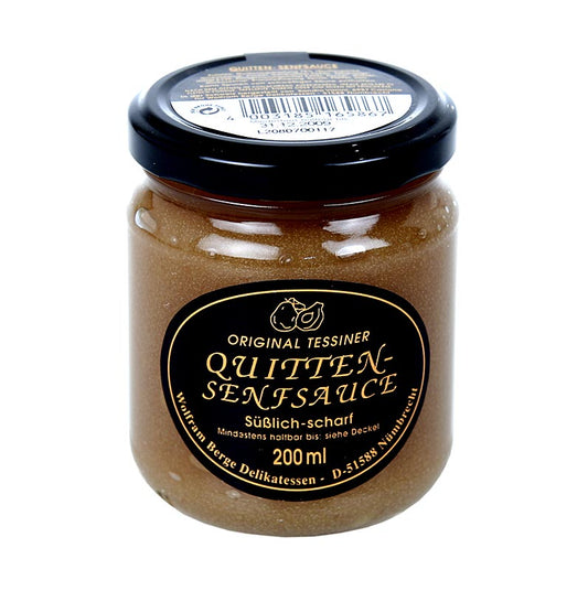 Originele Ticino kweepeer en mosterdsaus, Wolfram Berge, 200 ml - heerlijke saus gemaakt van verse kweeperen en pittige mosterd