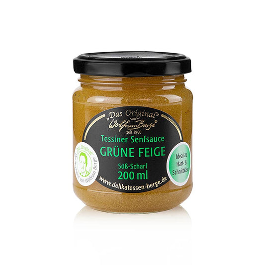 Originele vijgen- en mosterdsaus uit Ticino, Wolfram Berge, 200 ml - Een heerlijke saus gemaakt van vijgen en mosterd, afkomstig uit Ticino, Zwitserland, in een fles van 200 ml
