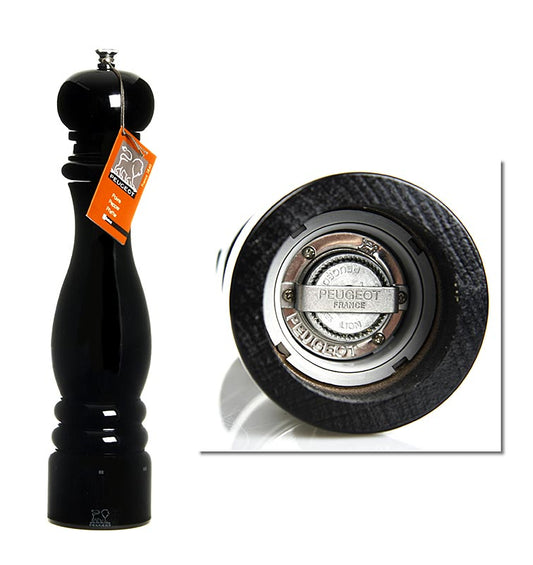 Zwarte Peugeot pepermolen PARIS U'SELECT, 30cm hoog, verstelbaar, van beukenhout, 1 stuk
