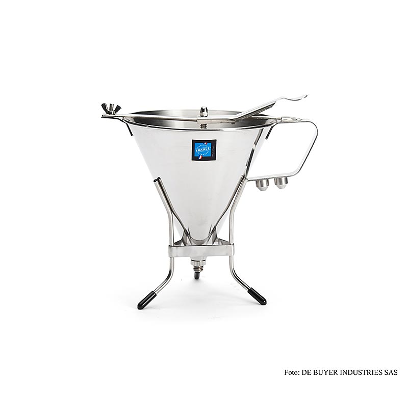 deBUYER fondanttrechter, automatisch, met 3 uitloopmaten, 1,9 liter, met standaard, 1 stuk