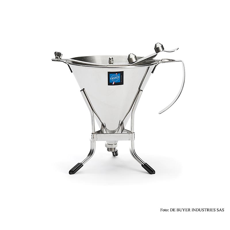 deBUYER fondanttrechter, automatisch, met 3 uitloopmaten, 1,5 liter, met standaard, 1 stuk