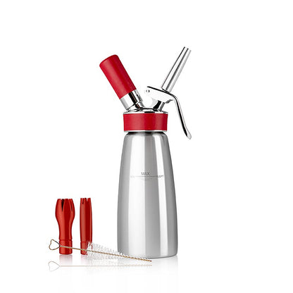 Espuma - spuitbus, Gourmet Whip Plus, compleet, mat roestvrij staal, 500 ml, rood, 1 stuk