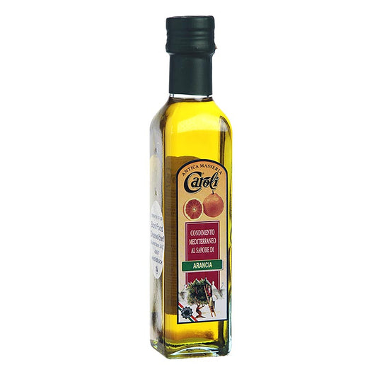 250 ml fles Caroli gearomatiseerde extra vierge olijfolie van eerste persing met sinaasappelsmaak