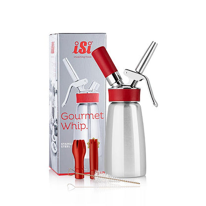 Espuma - Sprayer, Gourmet Whip Plus, compleet, mat roestvrij staal, 250 ml, rood, 1 stuk