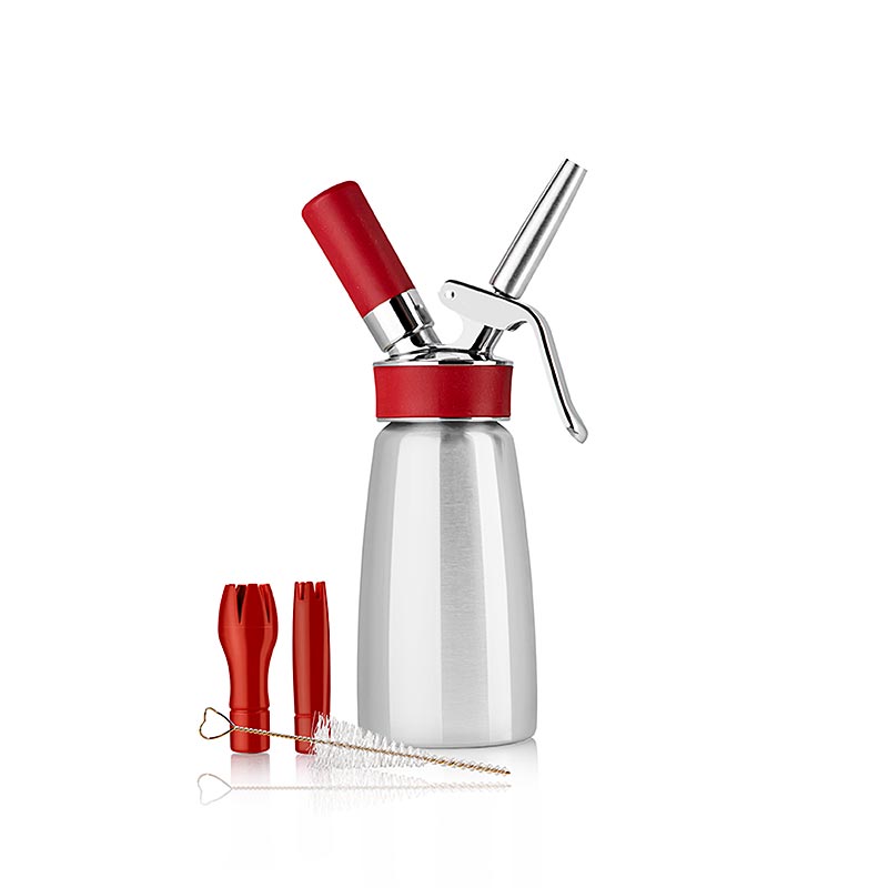 Espuma - Sprayer, Gourmet Whip Plus, compleet, mat roestvrij staal, 250 ml, rood, 1 stuk