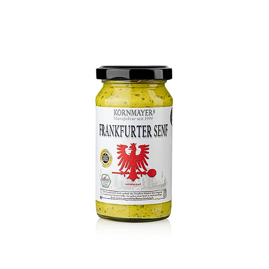 Kornmayer - Frankfurter mosterd, medium scherp, met groene saus kruiden, 210 ml