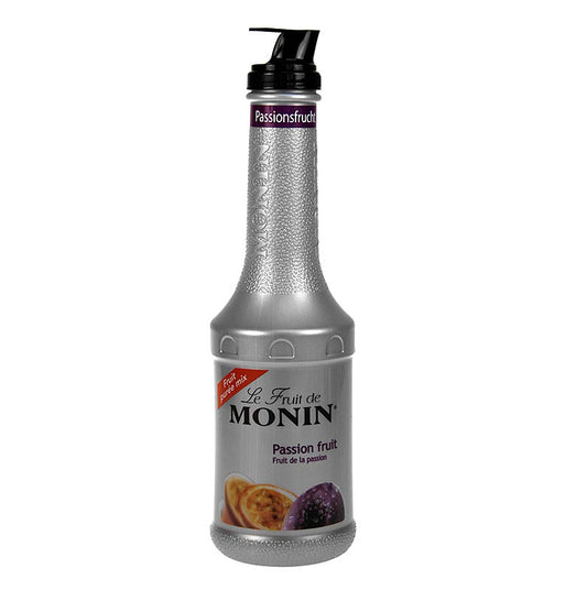 Vruchtenpuree mix van 1 liter met passievrucht, gezoet en voorzien van tuit