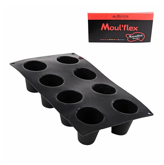deBUYER bakvorm Moul´flex, 8 conische vormen, ø 55 mm, 60 mm hoog, 17,5 x 30 cm, 1 stuk