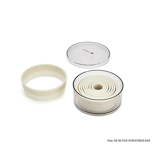 deBUYER Uitsteekvormpjes, rond, kunststof, ø 2/3/4/5/6/7/8/9/10 cm, 9-delig