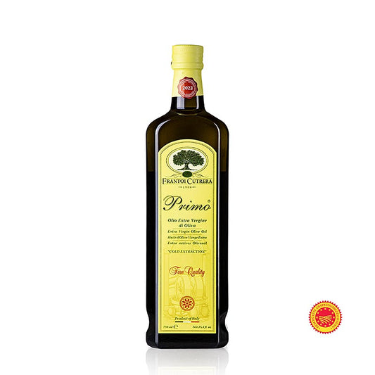 750 ml fles extra vierge olijfolie van de eerste persing, Frantoi Cutrera Primo DOP/BOB, 100% Tonda Iblea
