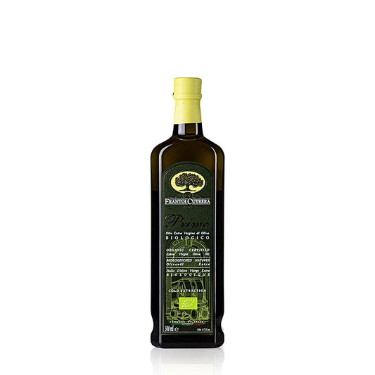 Biologische Extra Virgin olijfolie van eerste persing, Frantoi Cutrera Primo uit Sicilië, in een fles van 500 ml