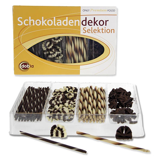 Chocoladedecoratiesortiment - selectie 2, 4 soorten cigarillo's & waaier, 260 g, ca. 90 stuks