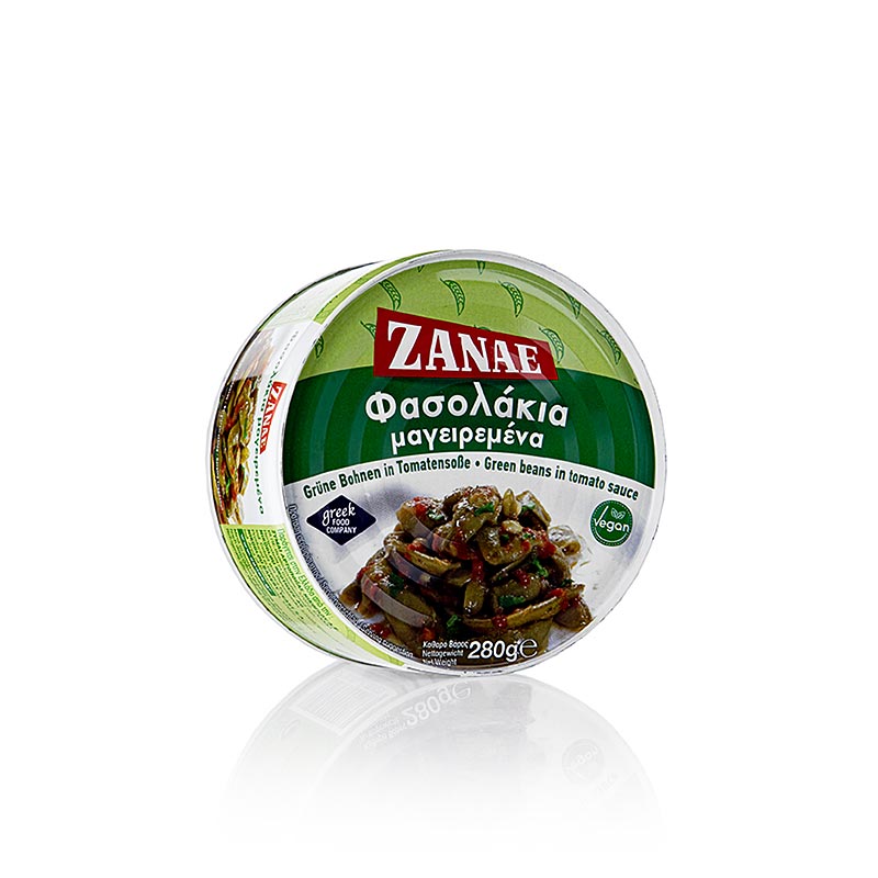 Sperziebonen - Fasolakia in tomatensaus, Zanae, 280 g - een heerlijk Grieks gerecht van groene bonen in tomatensaus