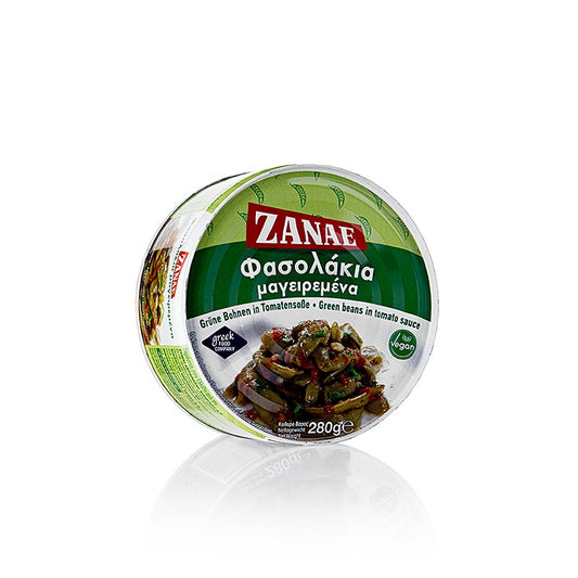 Sperziebonen - Fasolakia in tomatensaus, Zanae, 280 g - een heerlijk Grieks gerecht van groene bonen in tomatensaus