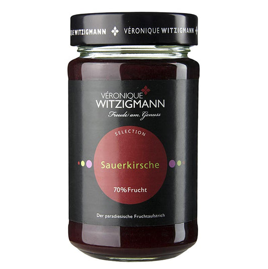 Biologische zure kersen vruchtenspread van 225 g, perfect voor op brood