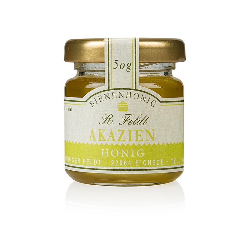 Acaciahoning, Hongarije, licht goudkleurig, vloeibaar, zachtzoet, portieglas, 50 g