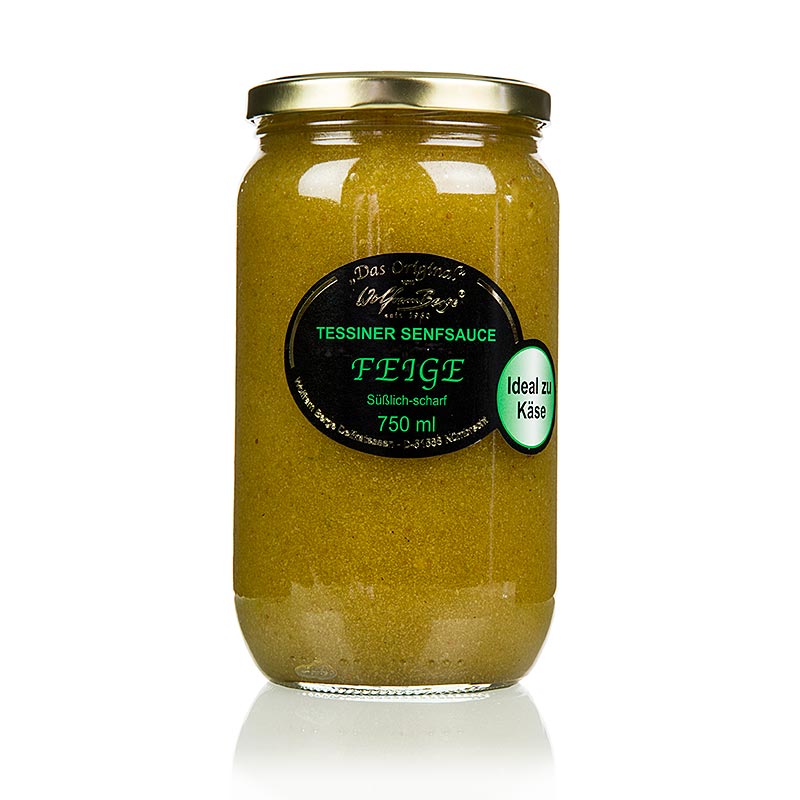 Originele vijgen- en mosterdsaus uit Ticino, Wolfram Berge, 750 ml - Een heerlijke, ambachtelijke saus gemaakt van sappige vijgen en pittige mosterd uit Ticino, Zwitserland