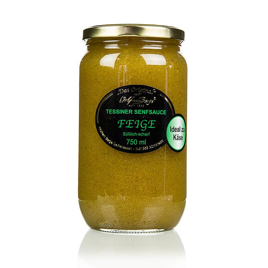 Originele vijgen- en mosterdsaus uit Ticino, Wolfram Berge, 750 ml - Een heerlijke, ambachtelijke saus gemaakt van sappige vijgen en pittige mosterd uit Ticino, Zwitserland