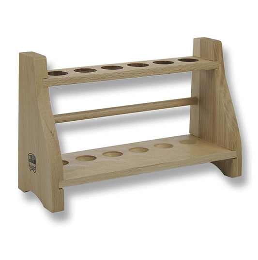 Reageerbuishouder voor 6 reageerbuizen, 16cm (voor Art 24686), 1 st - Een enkelvoudige reageerbuis houder voor het bewaren van 6 reageerbuizen met een lengte van 16cm, speciaal ontworpen voor Art 24686