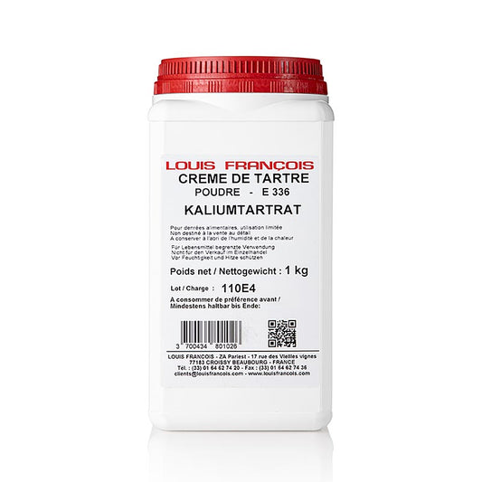 Wijnsteenpoeder - witte kristallen van kaliumtartraat, E 336, 1 kg verpakt