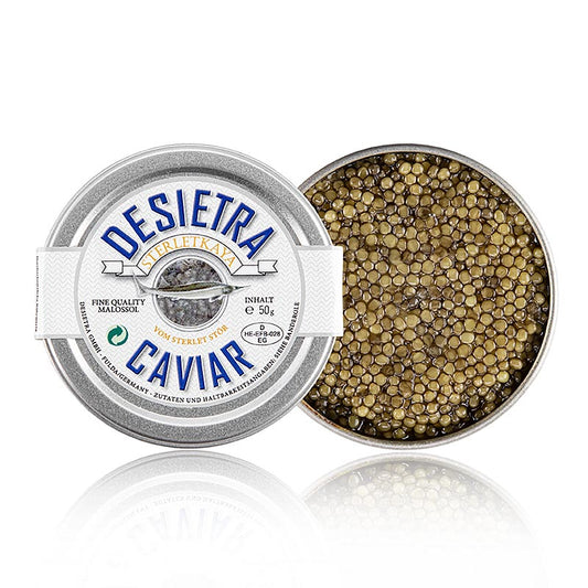 Desietra Sterletkaya-kaviaar van de sterlet-steur, aquacultuur Duitsland, 50 g