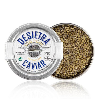 Desietra Sterletkaya kaviaar van de sterletsteur, aquacultuur Duitsland, 125 g