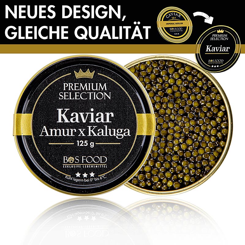 Imperial Auslese kaviaar, kruising Amur x Kaluga steur (schrenckii x dau), China, 125 g