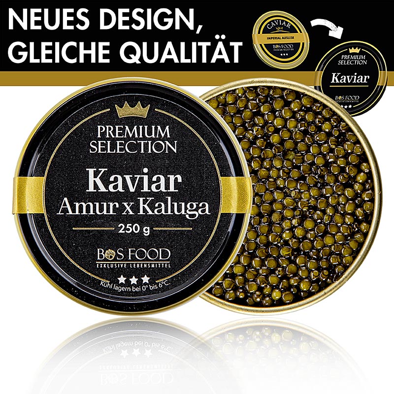 Imperial Auslese kaviaar, kruising Amoer x Kaluga steur (schrenckii x dau), China, 250 g