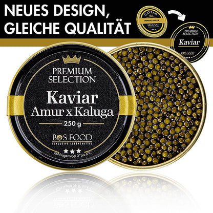 Imperial Auslese kaviaar, kruising Amoer x Kaluga steur (schrenckii x dau), China, 250 g